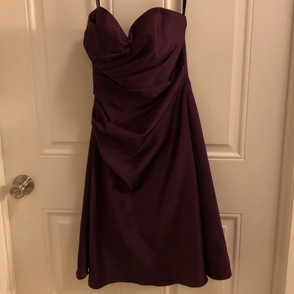 Plum tea length Alfred Angelo bridesmaid dress - Picture 2 of 8